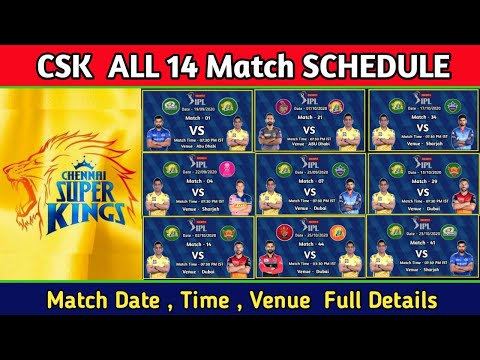 IPL 2020 | CSK All Match schedule | Chennai super kings