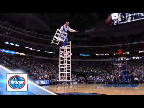 Amazing Sladek performs Tower of Chairs for Dallas Mavericks 11/30/13