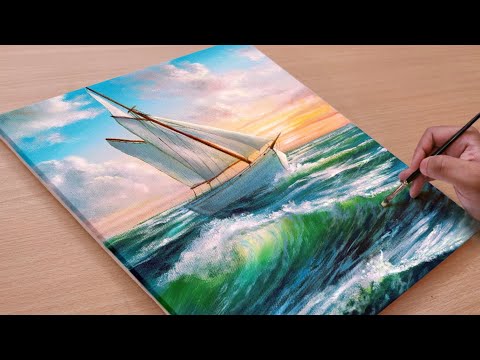 Painting Beautiful Sunset Seascape / Acrylic Paintings /Art Paintings