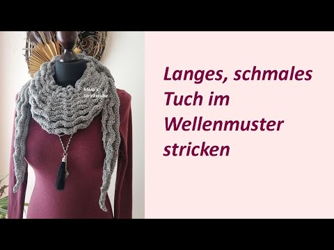 Ragmela 59 - Langes, schmales Tuch im Wellenmuster stricken