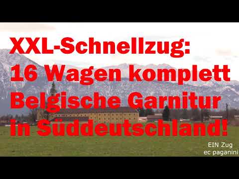 Seltener XXL-Schnellzug aus komplett Belgischer Garnitur  an der Grenze D/A