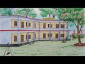 How to Draw School Scenery Step by Step (Very Easy)