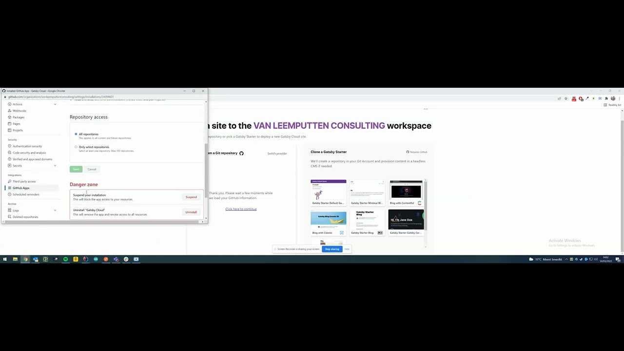 Gatsby Cloud github integration broken