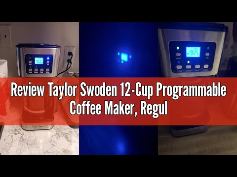 Taylor Swoden 12-Cup Programmable Coffee Maker, Regular & Strong Brew Drip Coffee Machine for Home and Office, Glass Carafe, Pause & Serve, Auto Shut Off, Green & Stainless Steel video review thumbnail