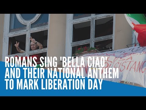 Romans sing 'Bella Ciao' and their national anthem from windows to mark Liberation Day
