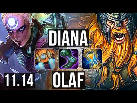 DIANA vs OLAF (JUNGLE) | 11/1/9, 67% winrate, Dominating | NA Master | v11.14