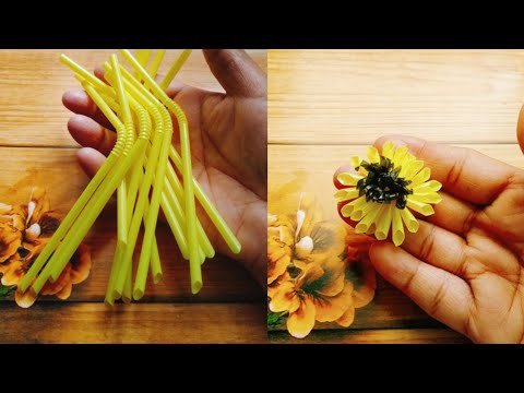 HOW To Make Flowers With Drinking Straw/ DIY flowers / Straw Craft ideas