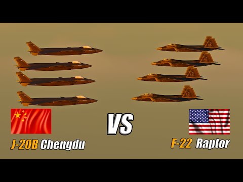 4 US F-22 Raptor vs 4 China J-20B Chengdu 5th generation fighter - DCS WORLD