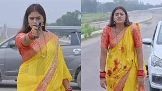 Sexy Lady police in saree loses a gunfight and get