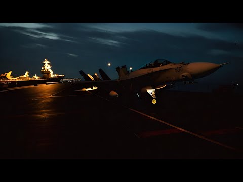 Aircraft Carrier F-18 Super Hornet Catapult Launch
