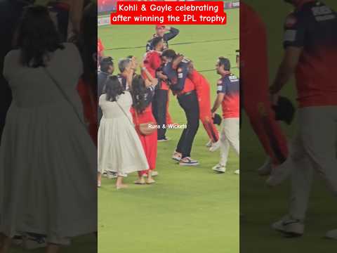 Kohli and Gayle celebrating after winning the IPL trophy #ipl #rcb #iplfinal2025 #viratkohli