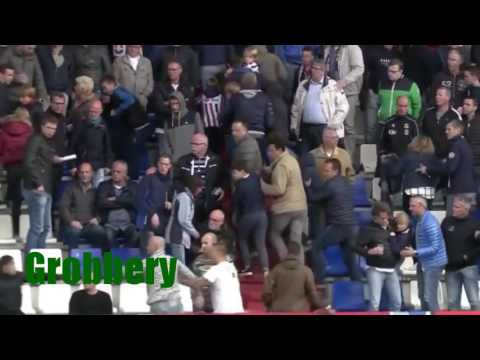 Willem II hooligans clash with feyenoord fans and throw them of the stand ( 3 months jail )