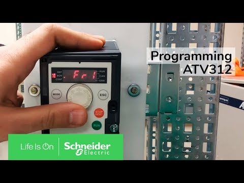 Video: Programming the  ATV312 for terminal start stop & speed control via the VW3A1101 remote keypad display or the local dial on the front of the drive.