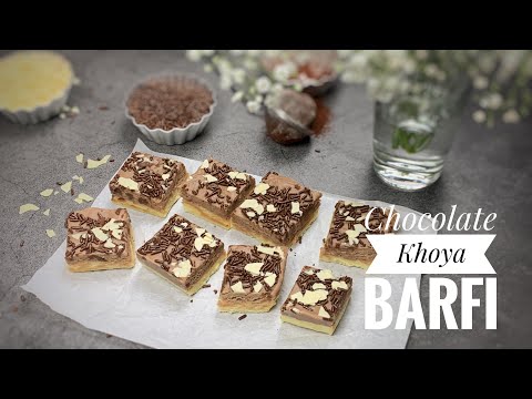 Chocolate Khoya Barfi / Burfi | Easy Recipe | 2 Layer Chocolate Barfi | Cake and Curry