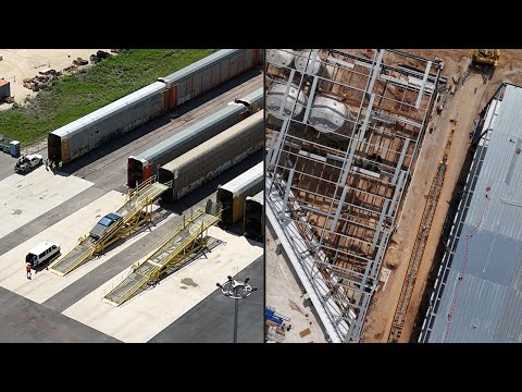 Tesla Gigafactory Texas | 5-10-24 | Teslas loading into trains, idle tunnel, s.expansion @tesla