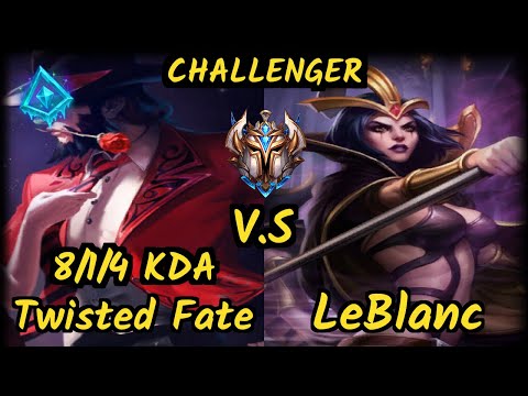 PNG Kami (TWISTED FATE) vs LEBLANC - 8/1/4 KDA MID CHALLENGER GAMEPLAY - BR v9.7