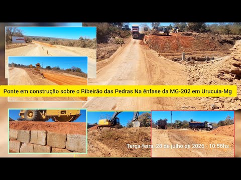 🌉 Ponte em construção sobre o Ribeirão das Pedras Na ênfase da MG-202 em Urucuia-Mg