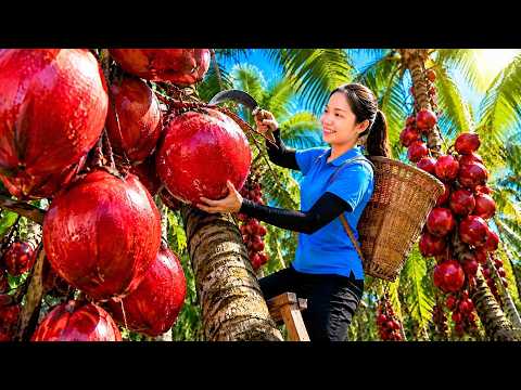 Harvesting Lots of Giant Rare Red Coconuts & Go to Market Sell | How to Make Homemade Dill Pickles?