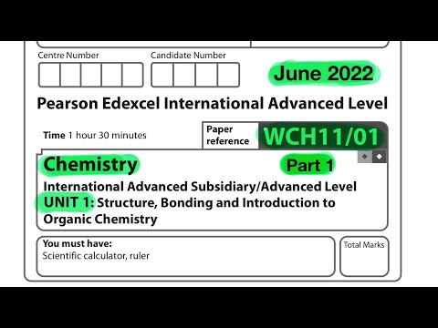 A level | chemistry | Unit 1 | Edexcel | June 2022 | Part 1 of 3