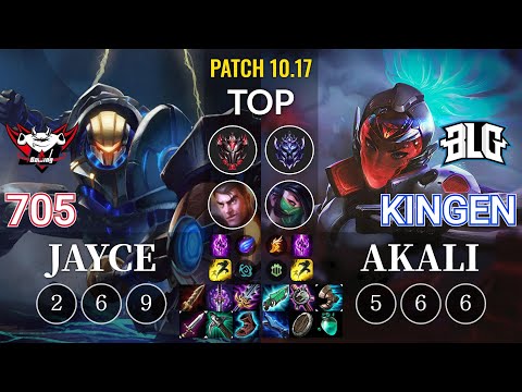JDG 705 Jayce vs BLG Kingen Akali Top - KR Patch 10.17