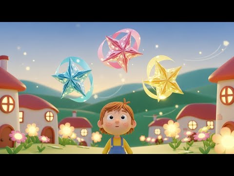 Cinco estrellitas de papel juegan soñando | Canciones Infantiles y Rimas para Niños