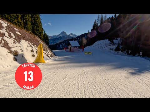 Skiing Slope 13 Malga (Red) at Tarvisio Ski Resort | 1.3 km