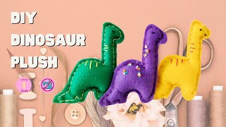 DIY Dinosaur Plush // Hand Sew Tutorial // Felt Craft // Embroidery Design // PDF guide and patterns