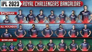 RCB 2023 Ipl Team — RCB Squad 2023 Players list — Rcb batsman ~ Bowlers — Rcb all rounders in 2023