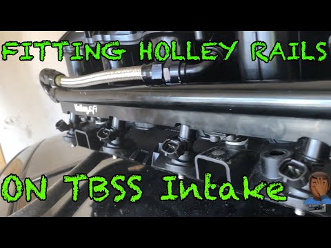 Holley Fuel rails on a TBSS Intake to support 1000 hp on 5.3 LS