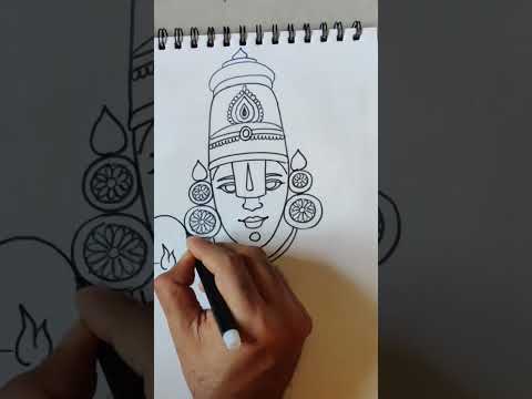 Simple and easy drawing of Lord Balaji/ Tirupati Balaji drawing for beginners/ Venkateshwar swami