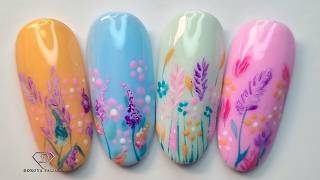 Simple floral nail art with new spring gel polish collections. 