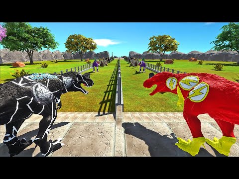 FLASH vs BLACK PANTHER - Who is faster and stronger t-rex? - Animal Revolt Battle Simulator ARBS