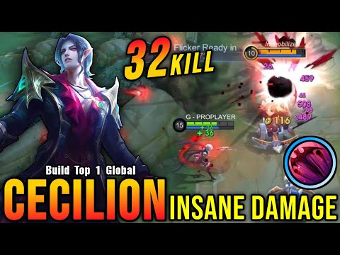 32 Kills!! Insane Damage Cecilion 100% Killing Machine!! - Build Top 1 Global Cecilion ~ MLBB