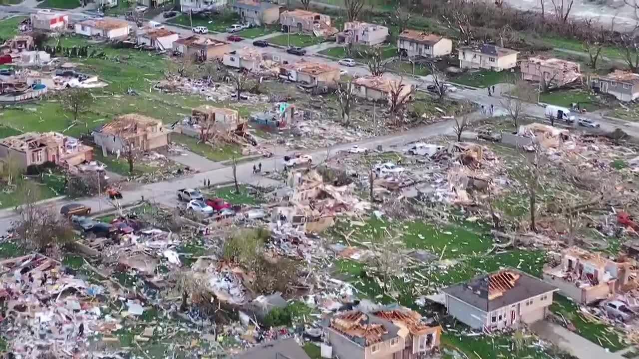 DRONE VIDEO: Tornado damage in Elkhorn neighborhoods