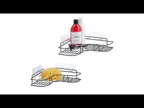Duschablage ohne Bohren 2er Set Schwarz - Eisen - 26 x 6 x 26 cm
