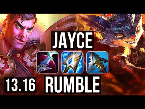 JAYCE vs RUMBLE (TOP) | 12/0/9, Legendary, 300+ games | KR Diamond | 13.16