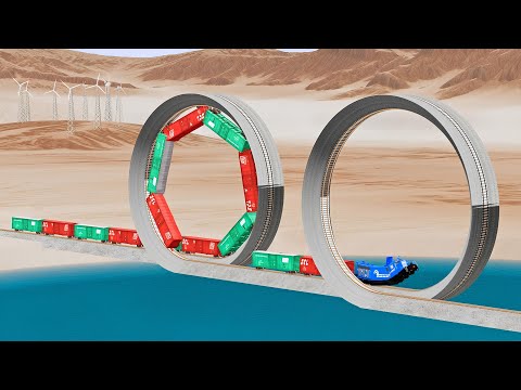 Trains vs Double Loop 😱 - Beamng Drive
