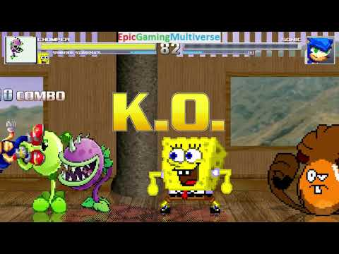 Sonic VS Plants VS Zombies Characters And SpongeBob In A MUGEN Battle / Match / Fight