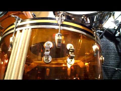John Bonham LUDWIG AMBER VISTALITE Drum Kit & RAIL CONSOLETTE Tom Mounting IDEA