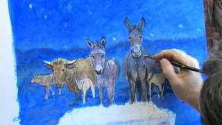 preview picture of video 'Christmas cards - manger. Acrylics'