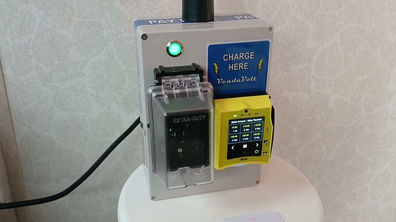 VendaVolt Nayax Powered EV & Golf Cart 110~120 Volt Electricity Timer Cashless Payment Station