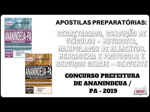 Apostilas Concurso Secretariado e Nível Fundamental da Prefeitura de Ananindeua / PA - 2019