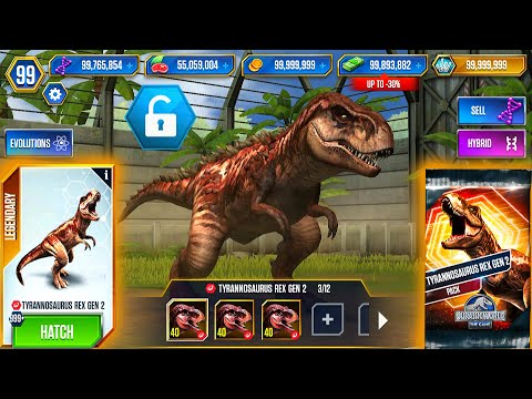 NEW UNLOCK T-REX GEN 2 999+| JURASSIC WORLD THE GAME