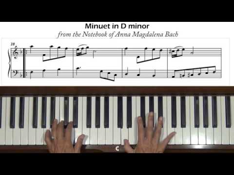 Bach Minuet in D Minor (Notebook for Anna Magdalena Bach) Anh.132 Piano Tutorial