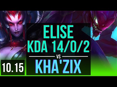 ELISE vs KHA'ZIX (JUNGLE) | KDA 14/0/2, Triple Kill, Legendary | BR Challenger | v10.15