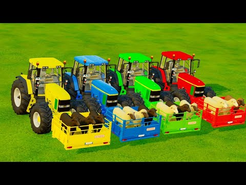 TRANSPORTING SHEEPS WITH COLORED TRACTORS & TRUCK - Farming Simulator 22 | FS22 OF COLORS