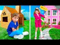 Eva build and decorate Cardboard playhouses with Friends
