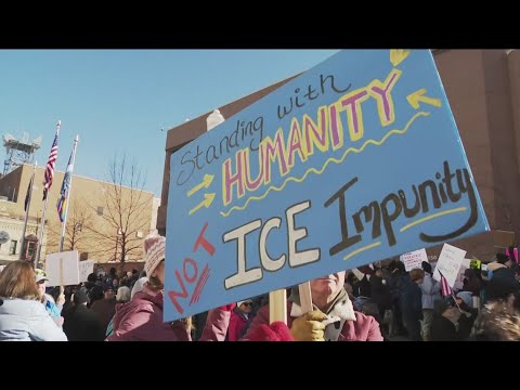Protesters gather at Boise City Hall condemning the fatal shooting by federal agents in Minneapolis