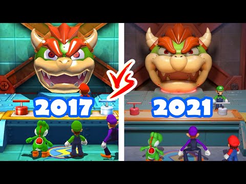 Mario Party Superstars vs Mario Party The Top 100 - Mario vs Yoshi vs Luigi vs Waluigi (Compare)