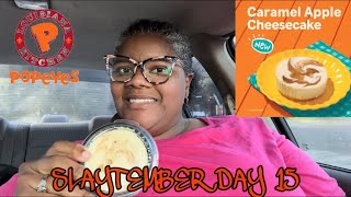 SLAYTEMBER DAY 15: POPEYES CARAMEL APPLE CHEESECAKE REVIEW #THEREVIEWQUEEN